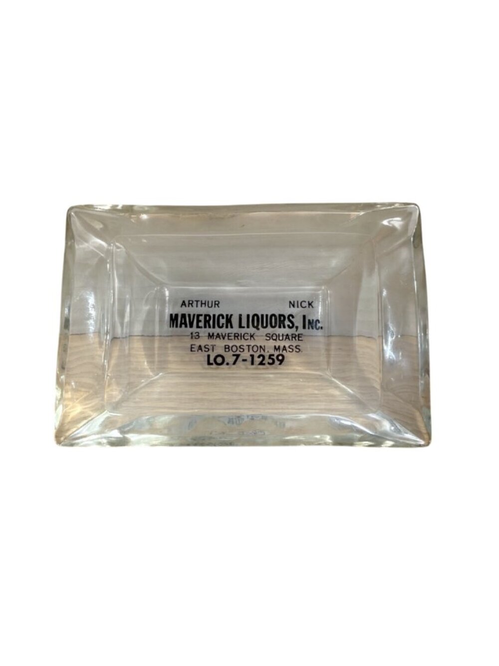 Vintage Glass Ashtray Maverick Liquors Inc East Boston MA 13 Maverick Square